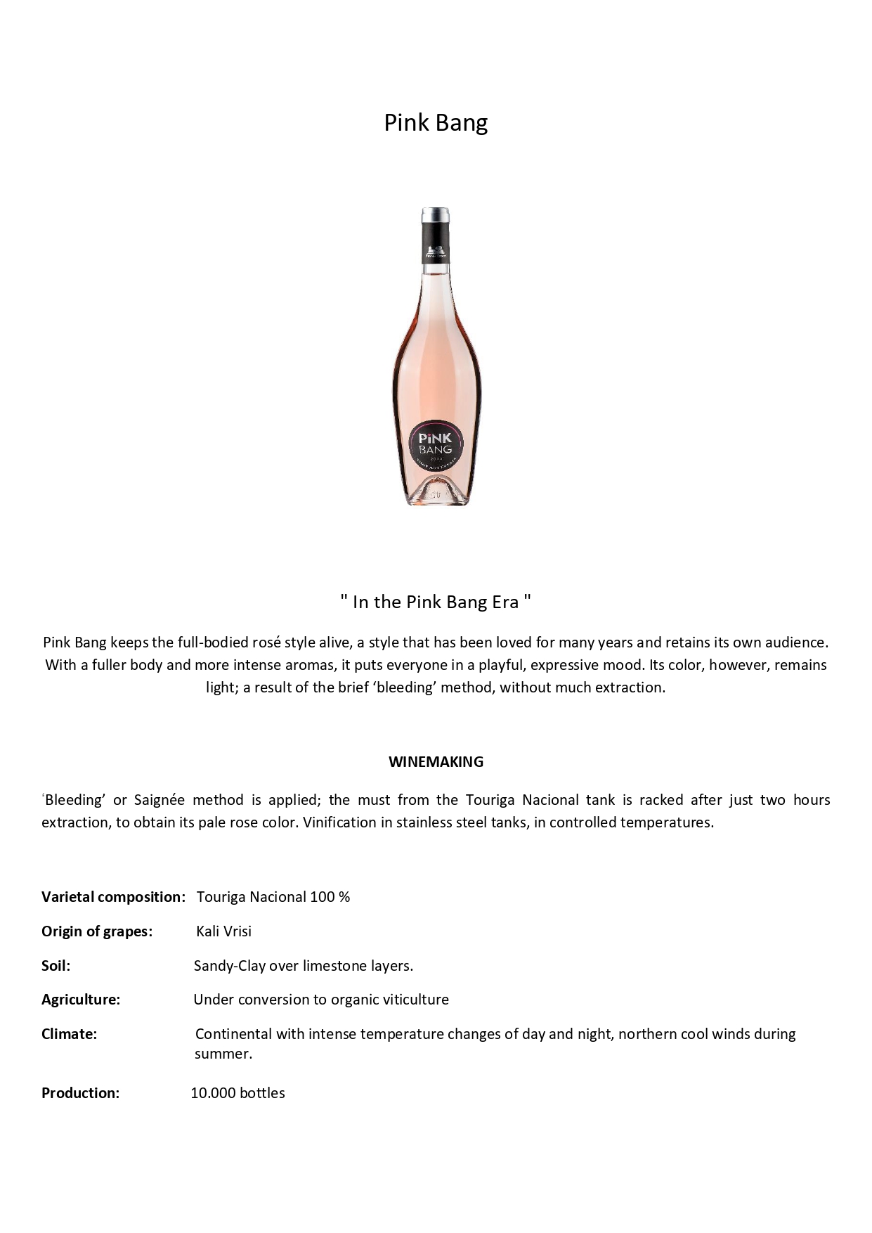 Wine tech sheet