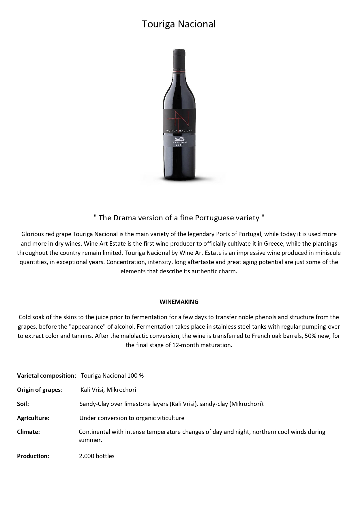 Wine tech sheet