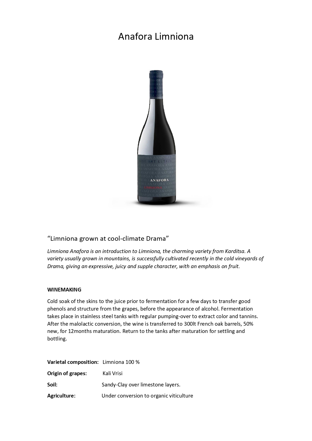Wine tech sheet