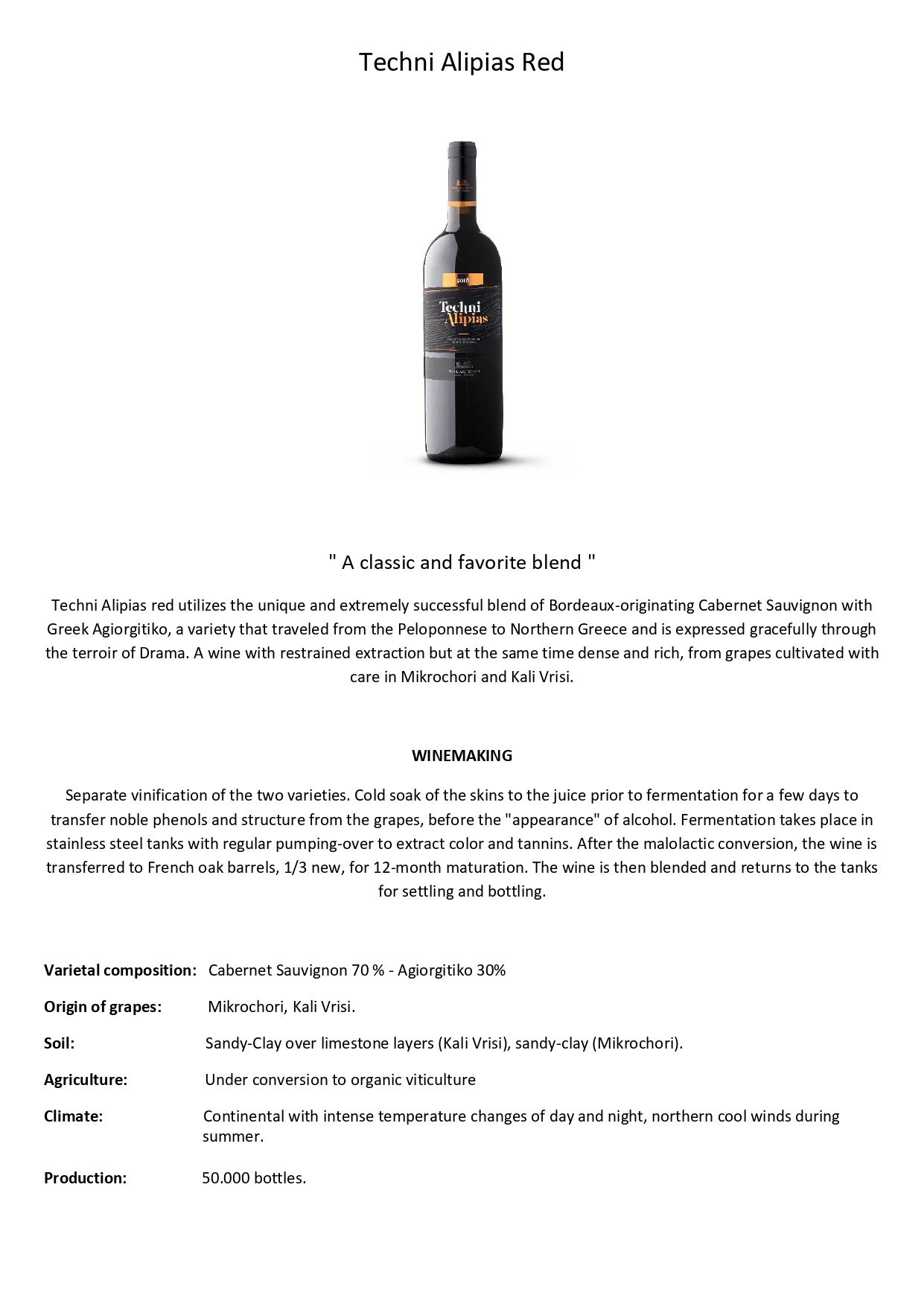 Wine tech sheet
