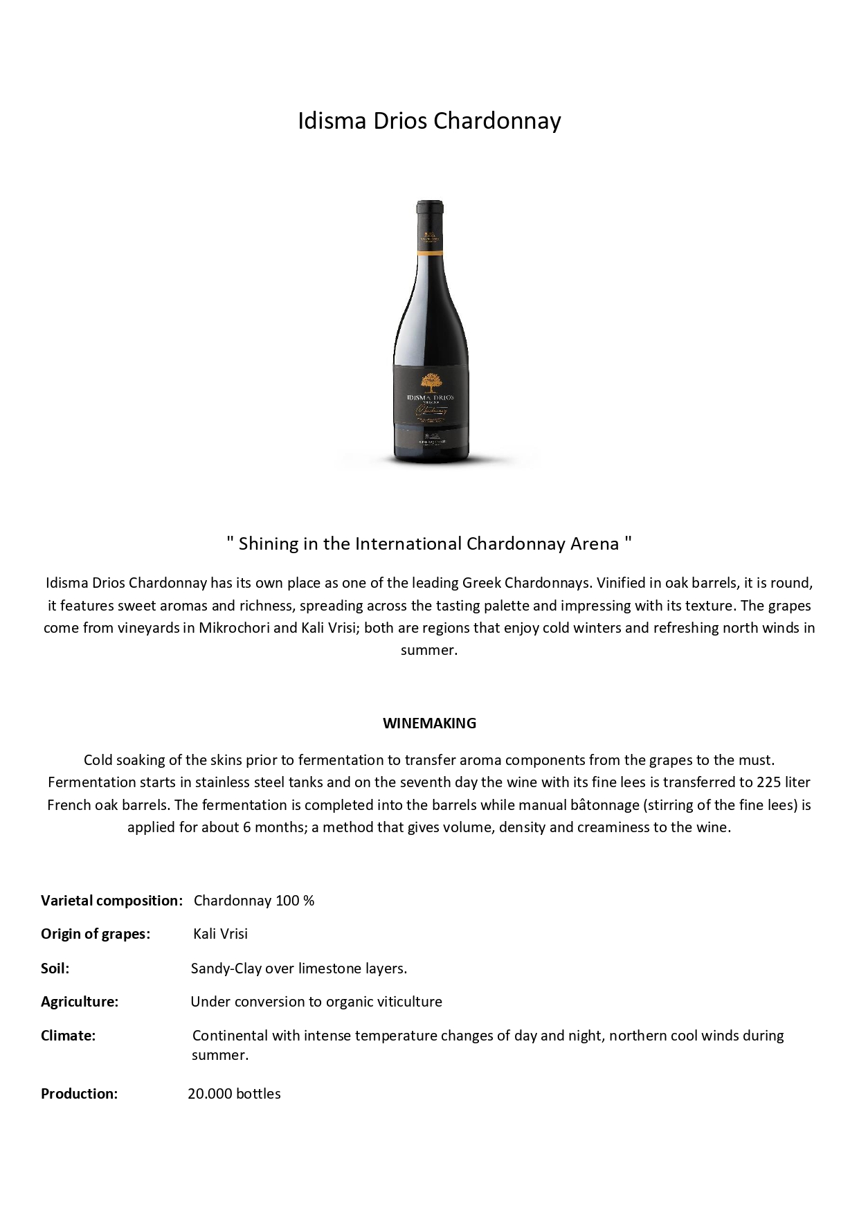 Wine tech sheet
