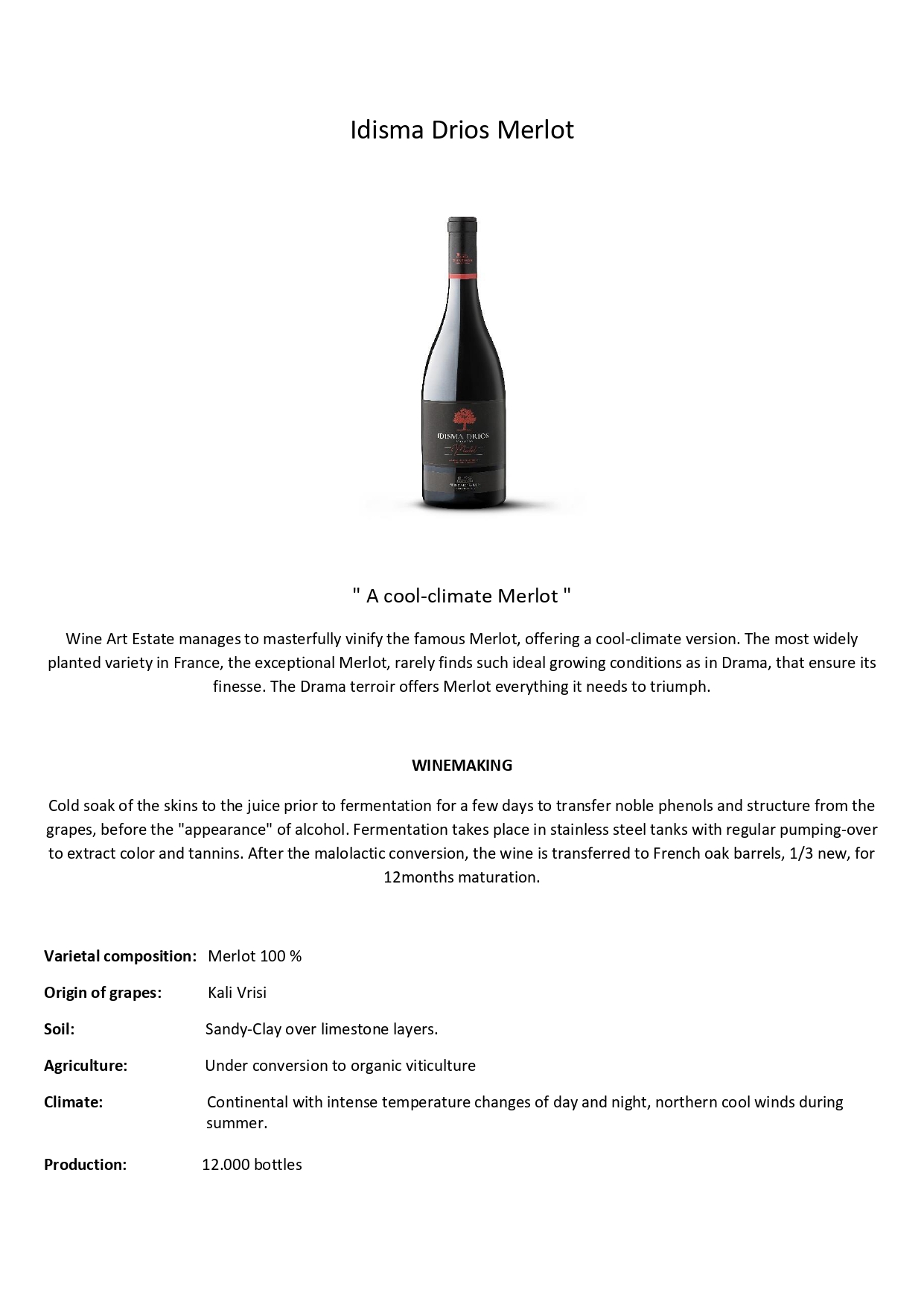 Wine tech sheet