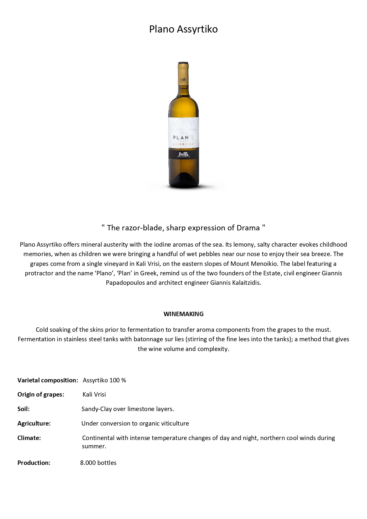 Wine tech sheet