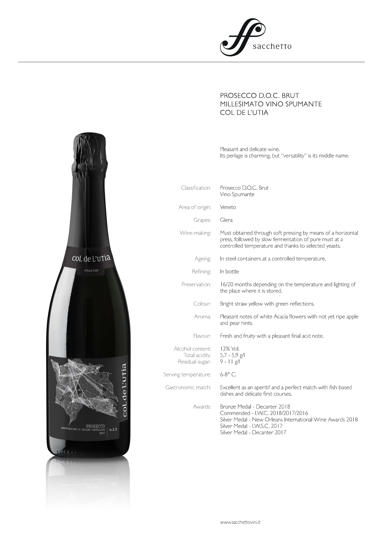 A wine bottle photo leading to a tech sheet