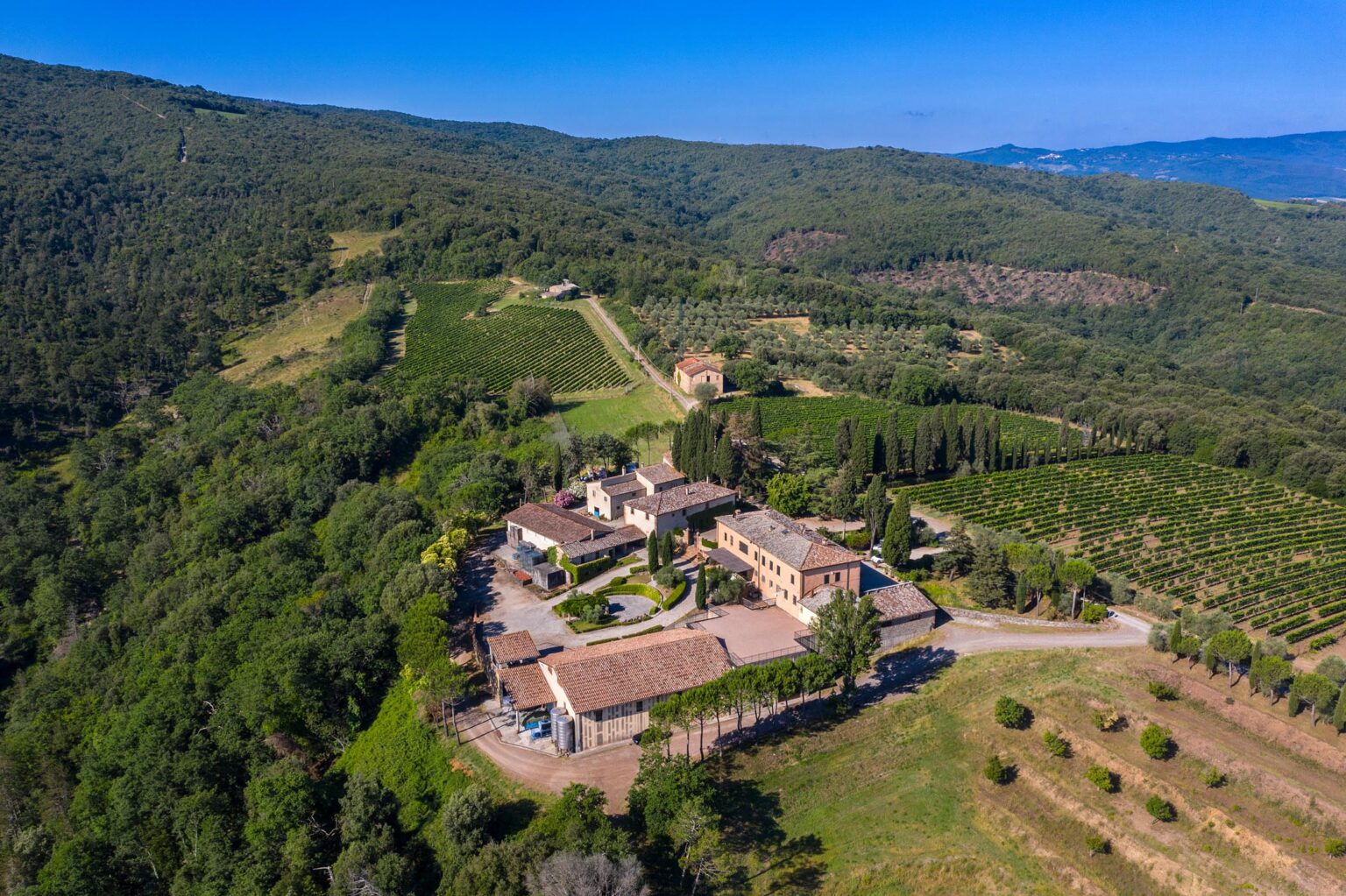 Tenute Silvio Nardi winery top view from a drone