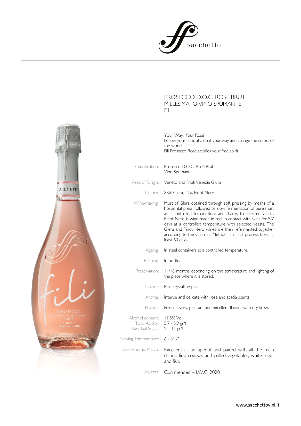 A wine bottle photo leading to a tech sheet
