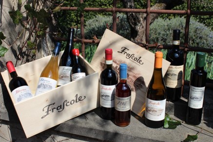 Wine bottles with a crate