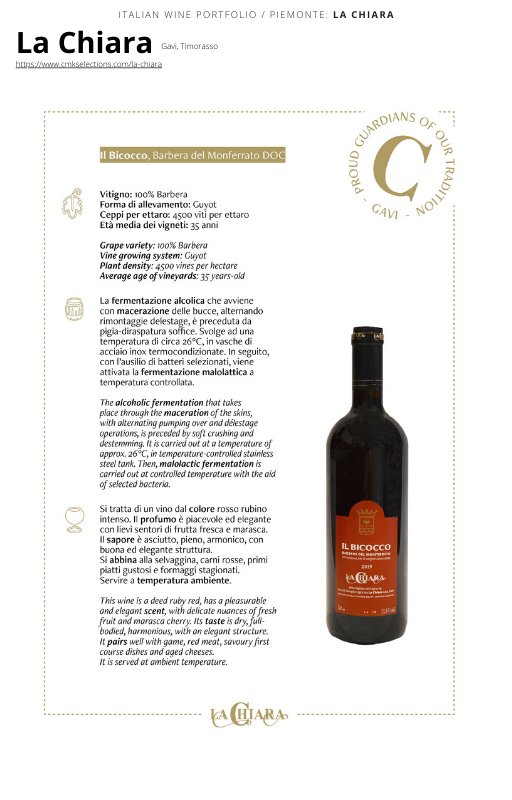 A wine bottle photo leading to a tech sheet