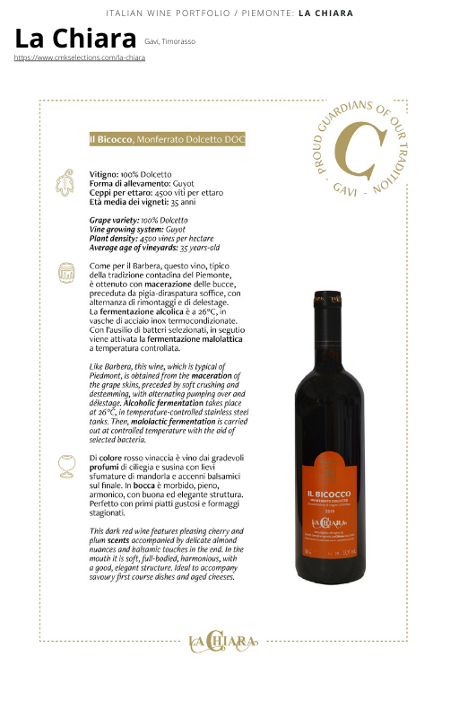 A wine bottle photo leading to a tech sheet