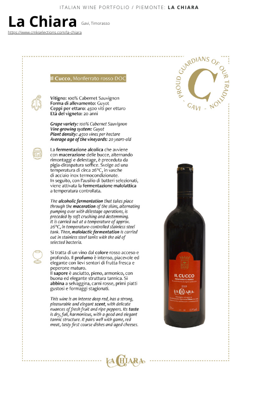 A wine bottle photo leading to a tech sheet