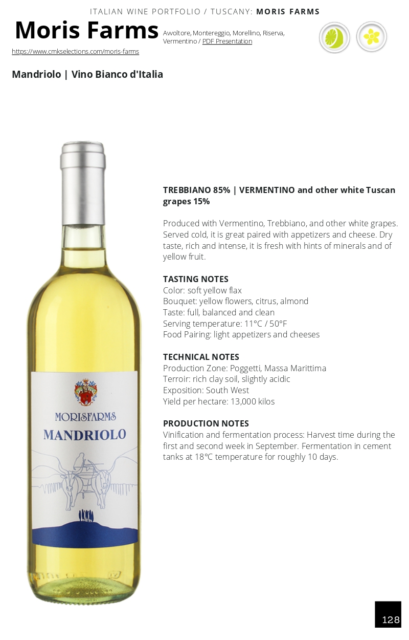 A wine bottle photo leading to a tech sheet