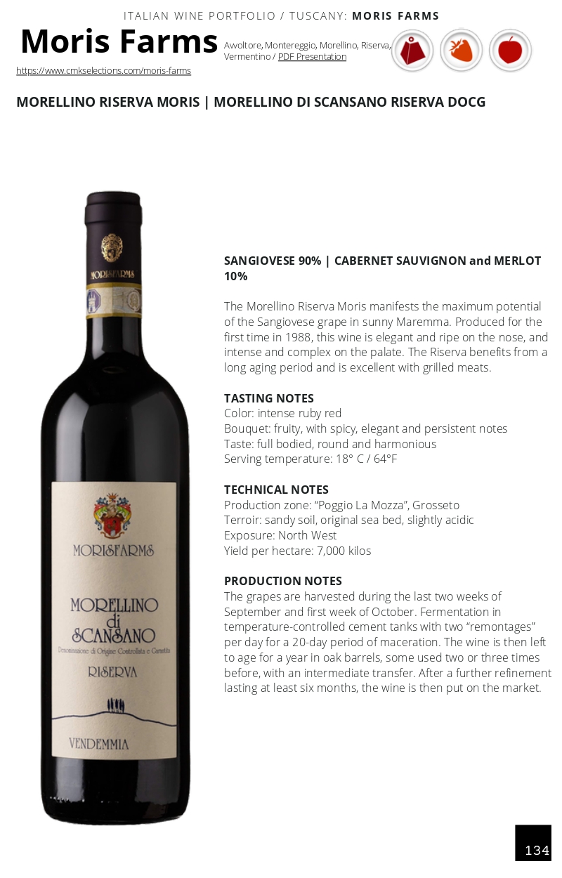 A wine bottle photo leading to a tech sheet
