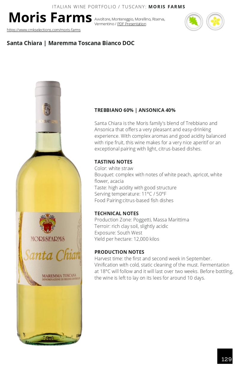 A wine bottle photo leading to a tech sheet