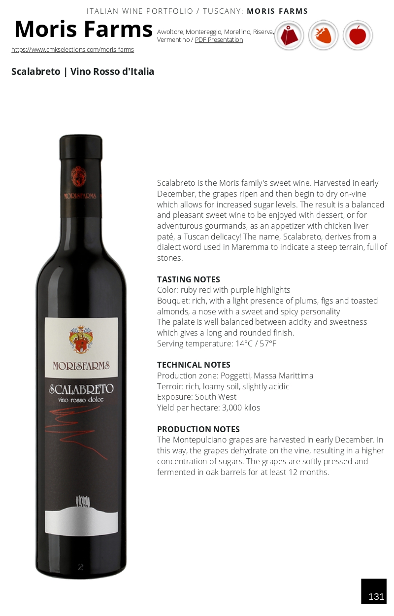 A wine bottle photo leading to a tech sheet