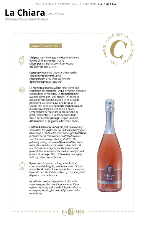 A wine bottle photo leading to a tech sheet