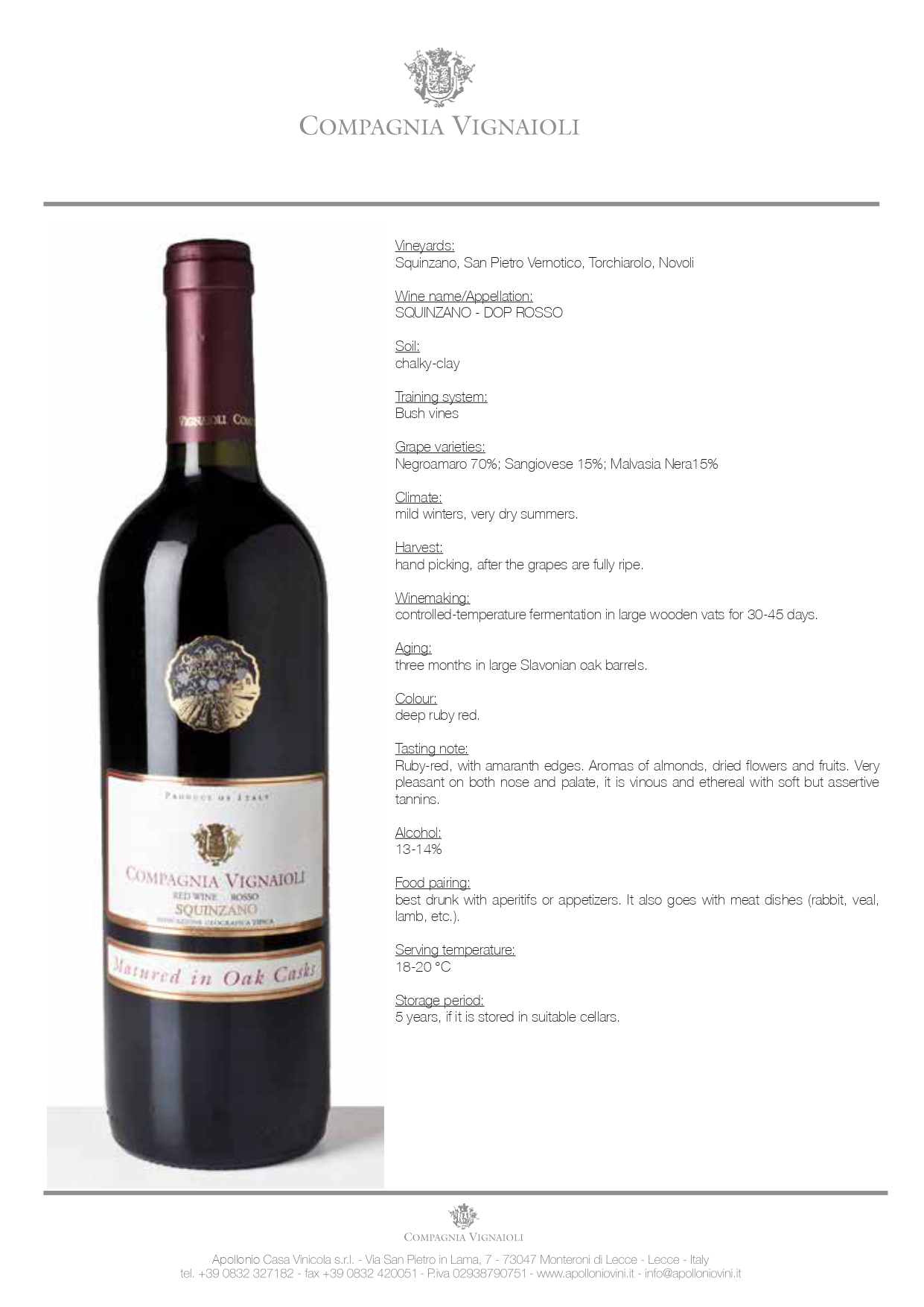 A wine bottle photo leading to a tech sheet