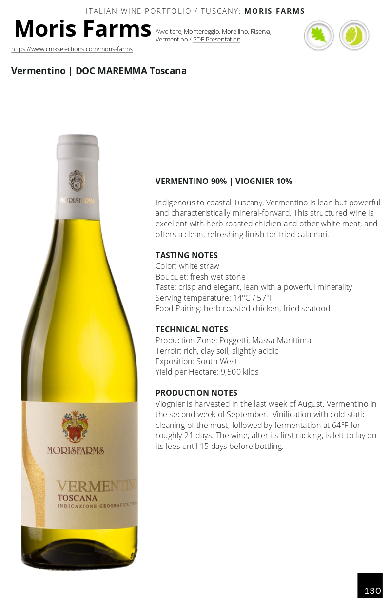 A wine bottle photo leading to a tech sheet