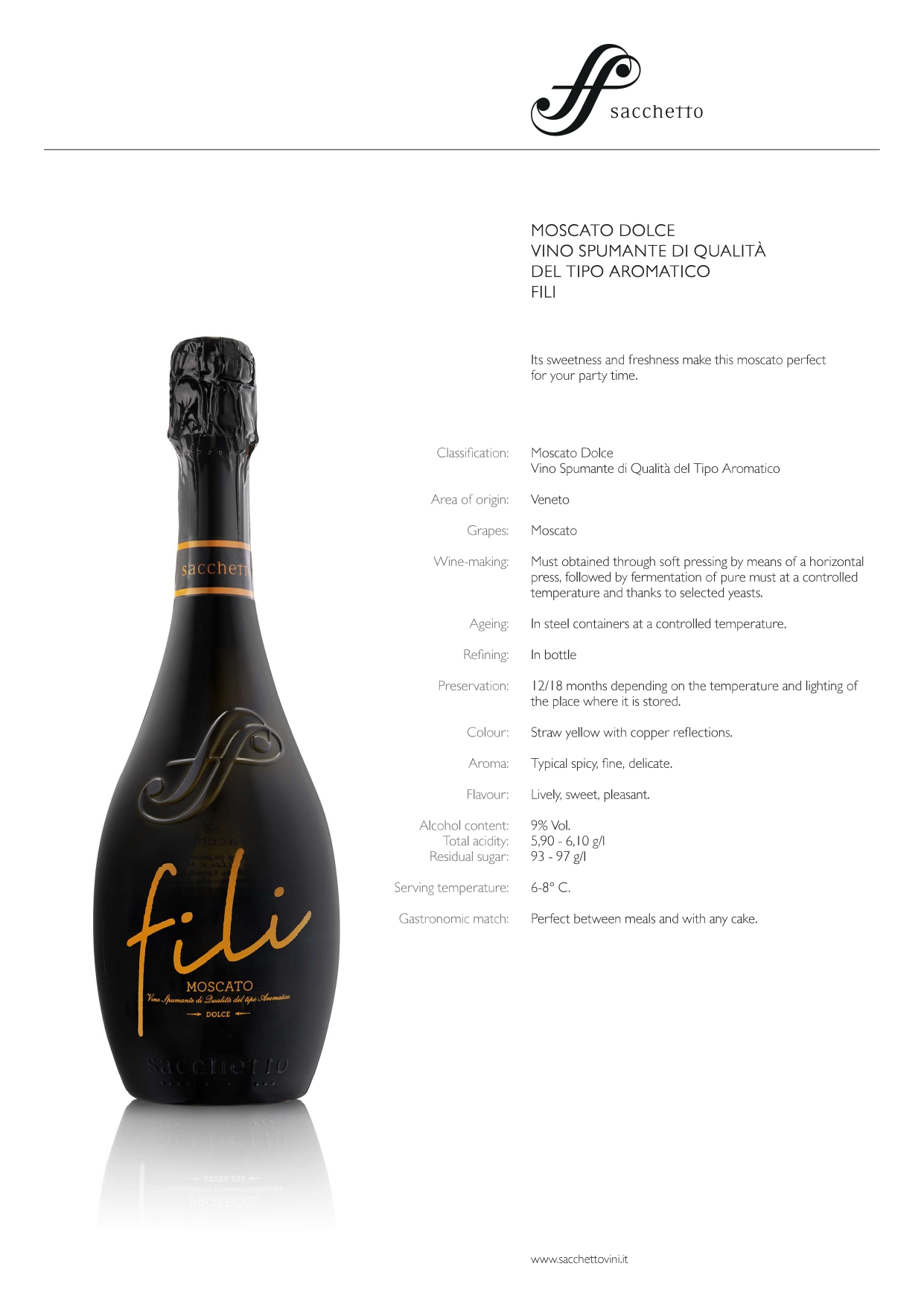 A wine bottle photo leading to a tech sheet