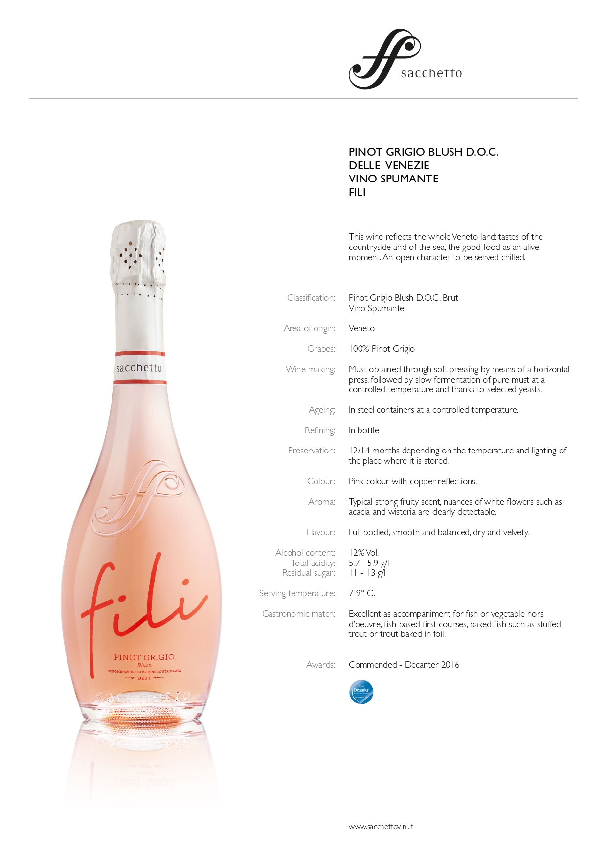 A wine bottle photo leading to a tech sheet