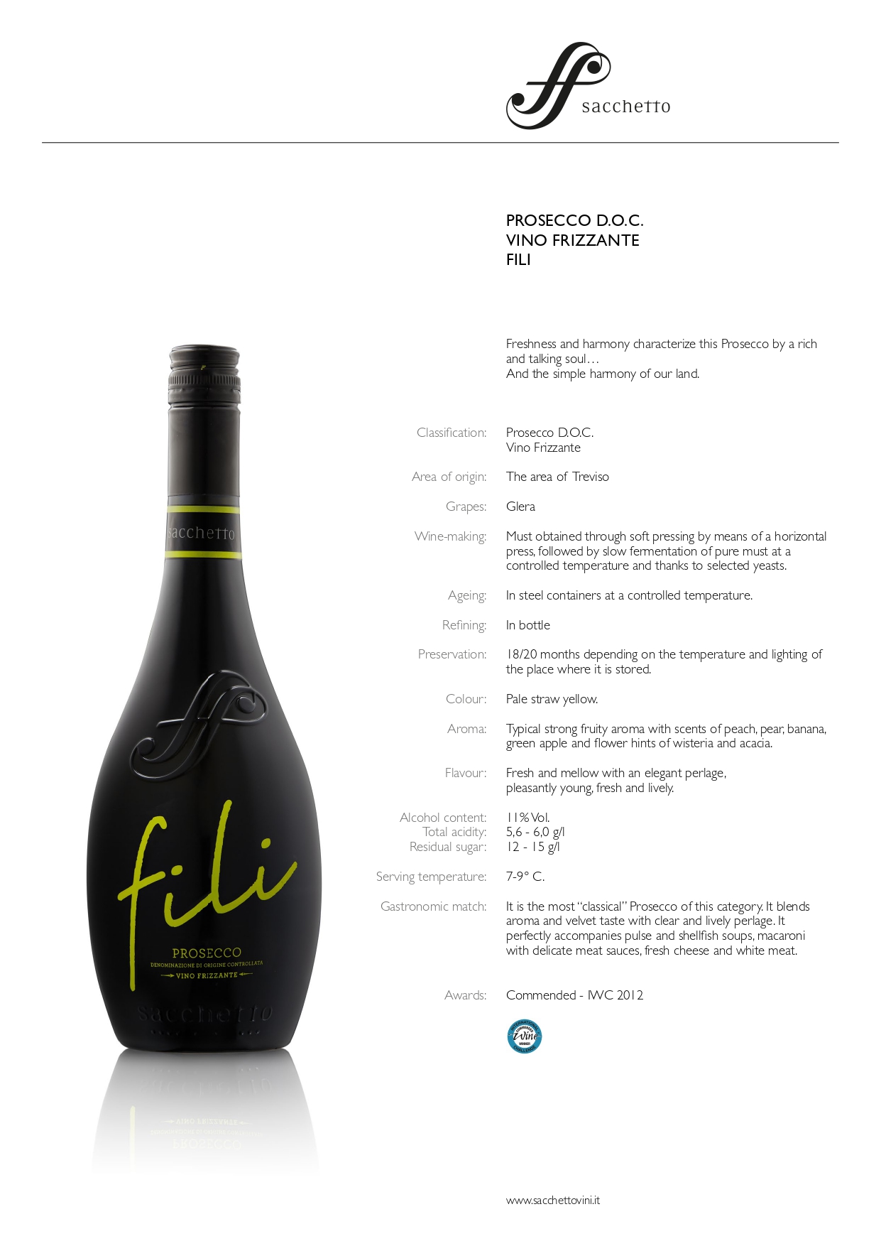 A wine bottle photo leading to a tech sheet
