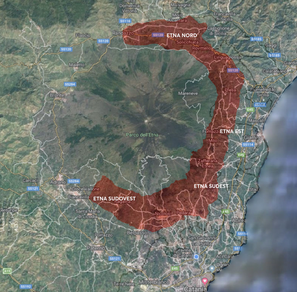 A map of Etna DOC, Italy