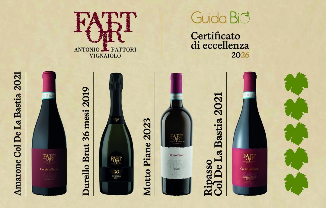 Wine award with four wine bottles of Antonio Fattori winery
