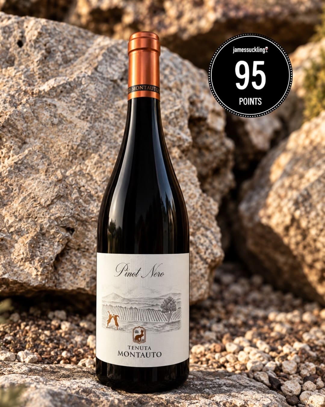 A bottle of Monauto's wine and award
